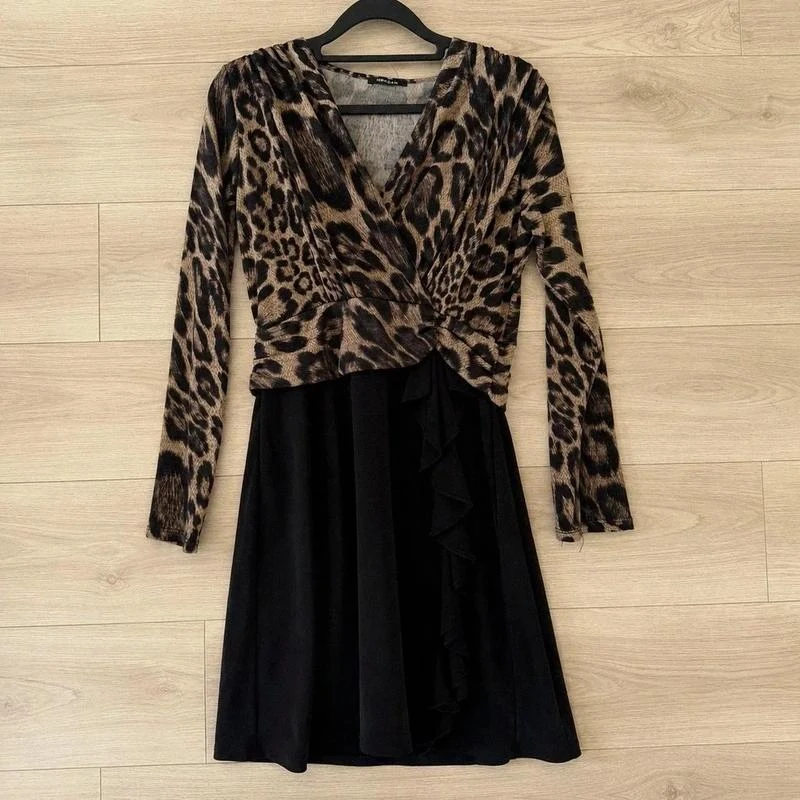 🐆 Morgan Robe Femme T36 S Cache-cœur Imprimé Léopard Manches Longues Chic